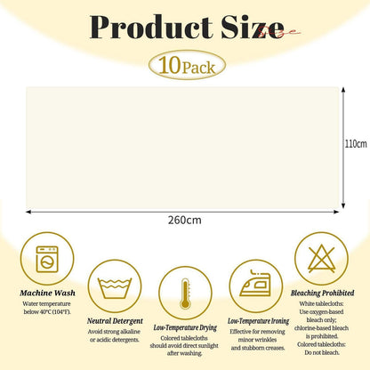 10x Biertisch Tischdecke Elfenbein 260x110cm – Waschbar & Langlebig