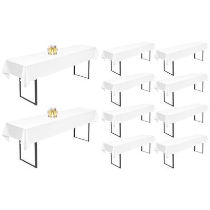 10x Biertisch Tischdecke Weiß 260x110cm – Waschbar & Langlebig