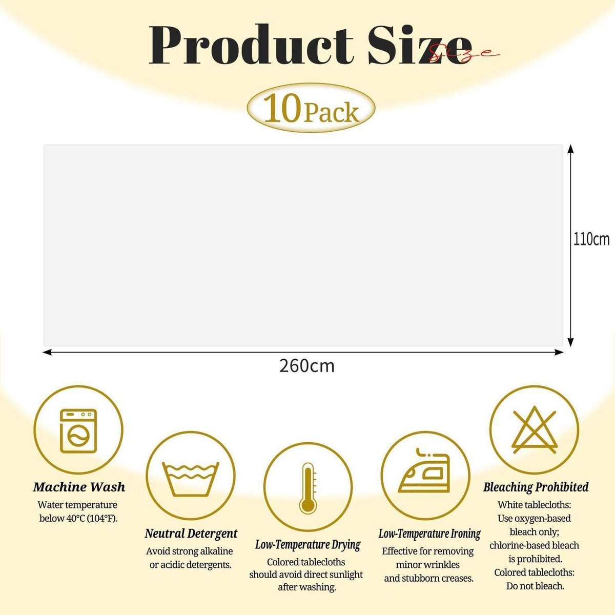 10x Biertisch Tischdecke Weiß 260x110cm – Waschbar & Langlebig