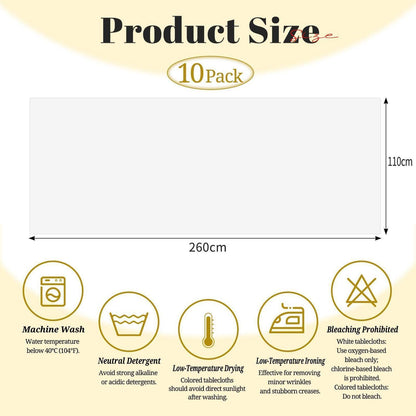 10x Biertisch Tischdecke Weiß 260x110cm – Waschbar & Langlebig