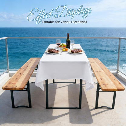 10x Biertisch Tischdecke Weiß 260x110cm – Waschbar & Langlebig
