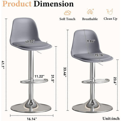Modernes Barhocker-Set (4x Grau) – Höhenverstellbar & Drehbar