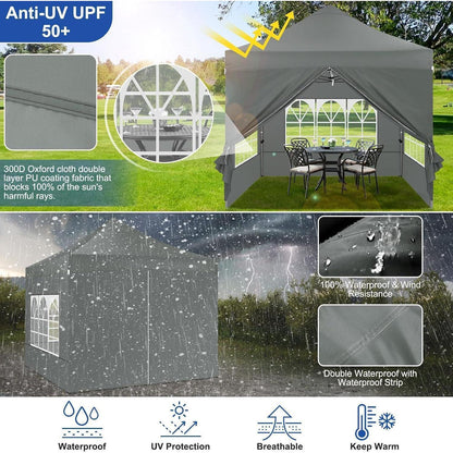 Faltpavillon 3x4.5m Wasserdicht mit Seitenwänden & Tragetasche