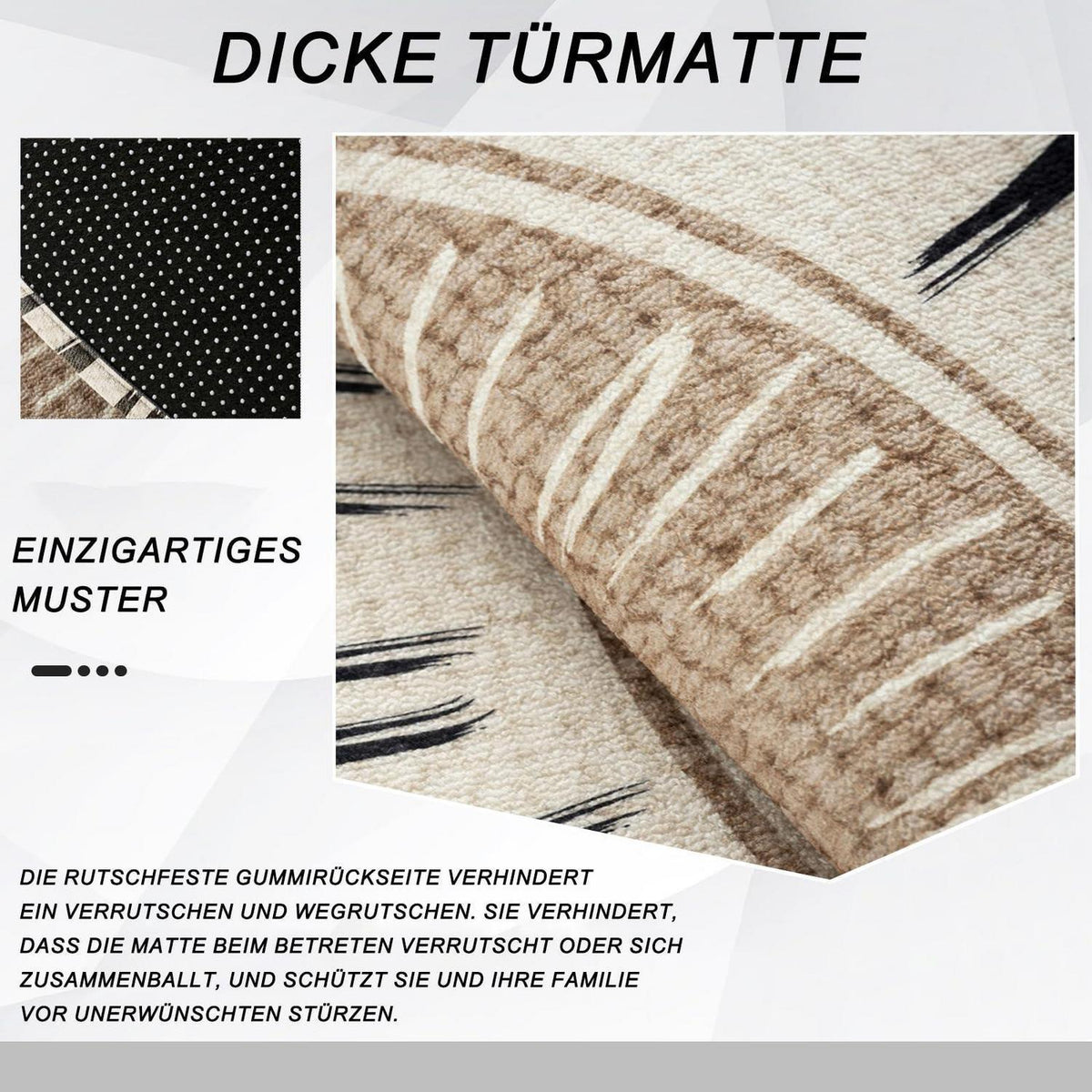 Halbrund Fußmatte 60x90cm – Rutschfest & Saugfähig