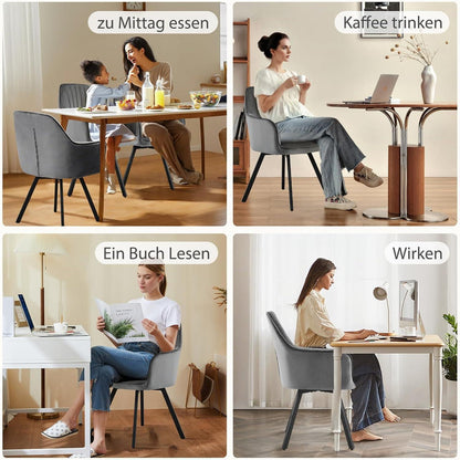 Drehbarer Esszimmerstuhl Set 4er – Samt, Grau