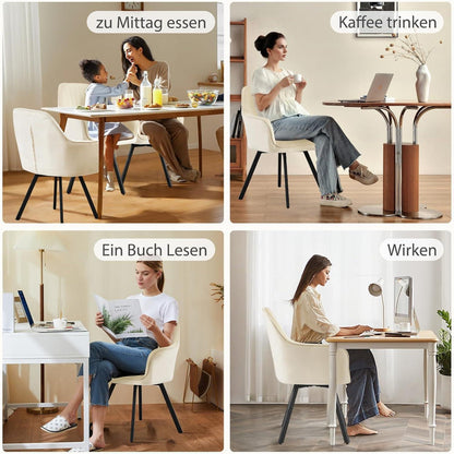 Drehbarer Esszimmerstuhl mit Armlehne & Samtbezug – 4er Set Beige