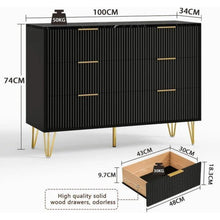 Kommode 6 Schubladen Schwarz | Modernes Schlafzimmer Möbel mit Marmoroptik
