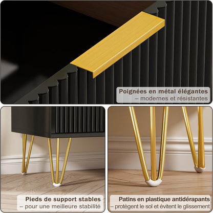 Kommode 6 Schubladen Schwarz | Modernes Schlafzimmer Möbel mit Marmoroptik