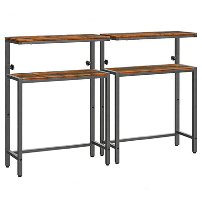 Höhenverstellbarer Konsolentisch 2er-Set Industrial Vintagebraun & Schwarz