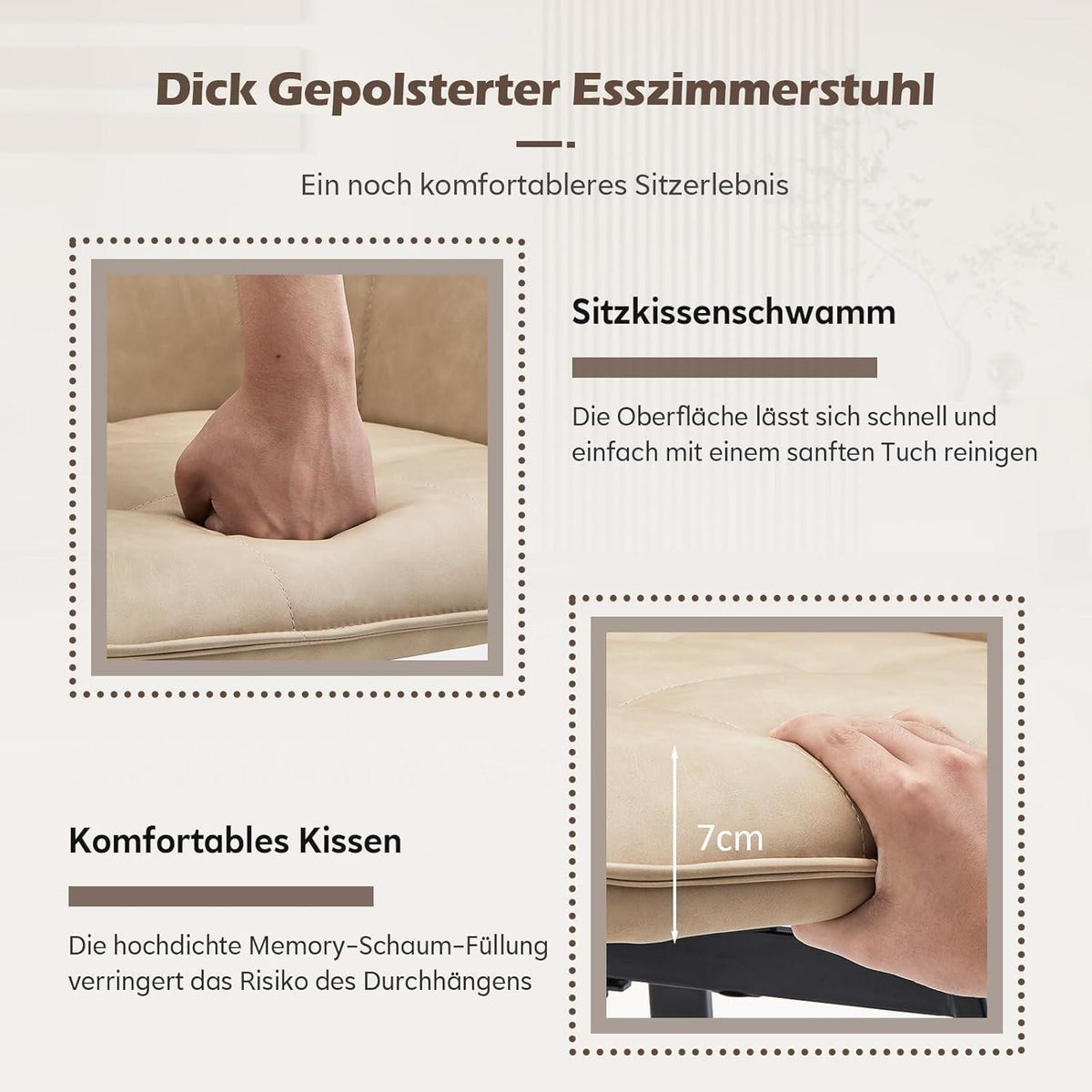 Drehbare Esszimmerstühle Set 4 – Beige mit Armlehnen in Lederoptik