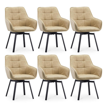 Drehbare Esszimmerstühle 6er Set Beige in Lederoptik