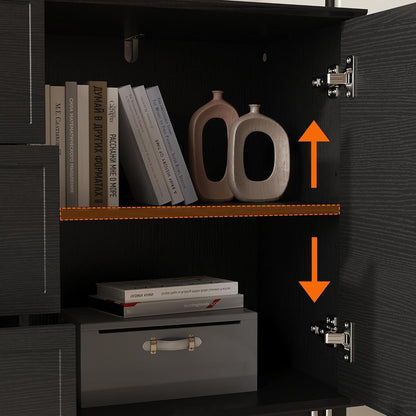 Schwarzes Sideboard mit 3 Schubladen & 2 Türen – 160cm