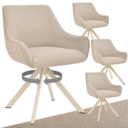 Drehbarer Esszimmerstuhl Set 4er – Beige Polsterstuhl mit Armlehne