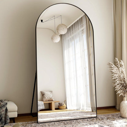 Großer Gewölbter Standspiegel 200x90 cm | Wand & Stand | Schwarz