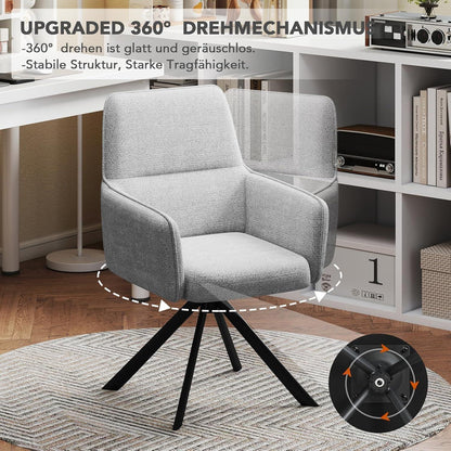 Drehbarer Esszimmerstuhl mit Armlehne & Chenillebezug - Set 4 Stück