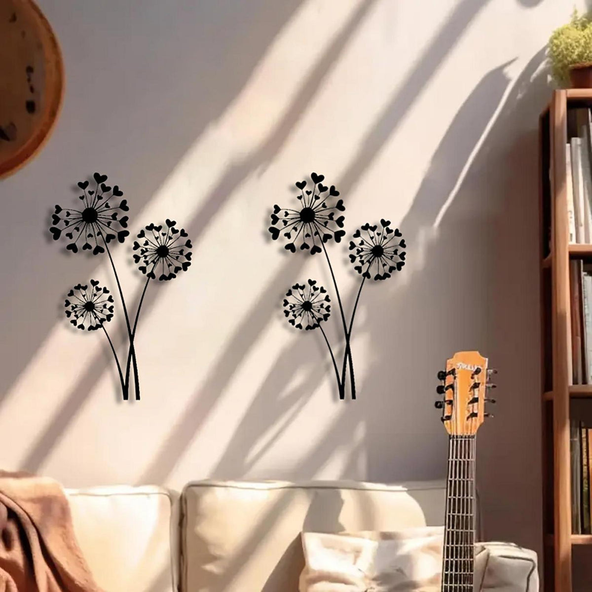 Metall Wanddeko Löwenzahn – Moderne Wandskulptur Schwarz