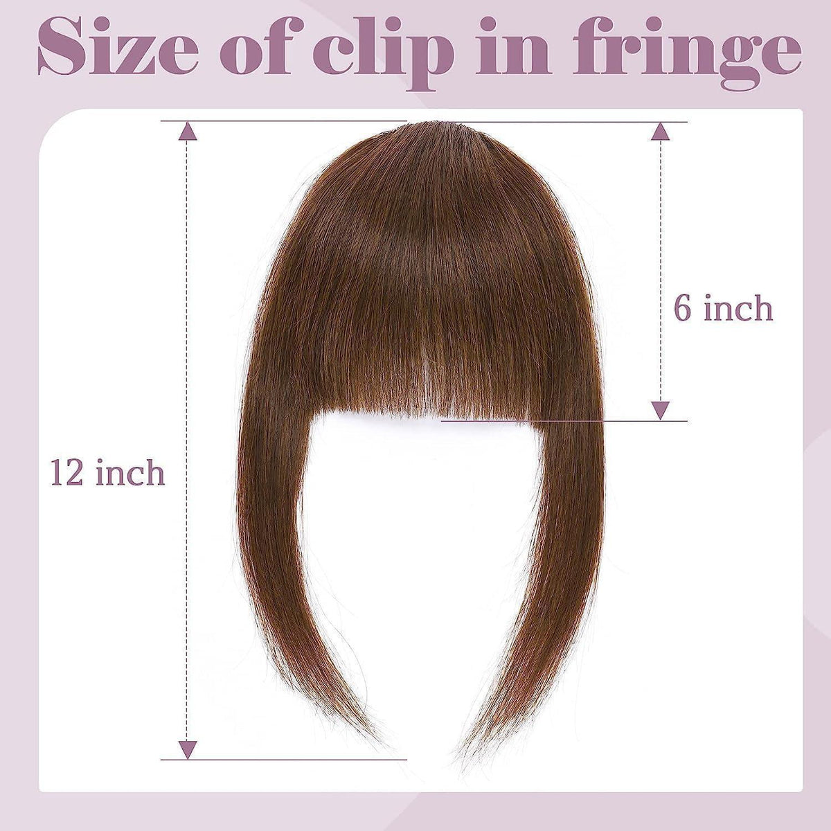Clip-in Pony Echthaar Curved Bangs mit Schläfen Mittelbraun #4