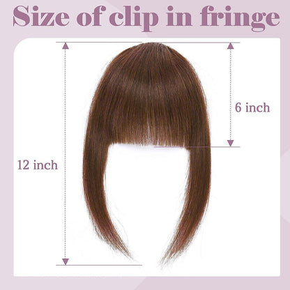 Clip-in Pony Echthaar Curved Bangs mit Schläfen Mittelbraun #4