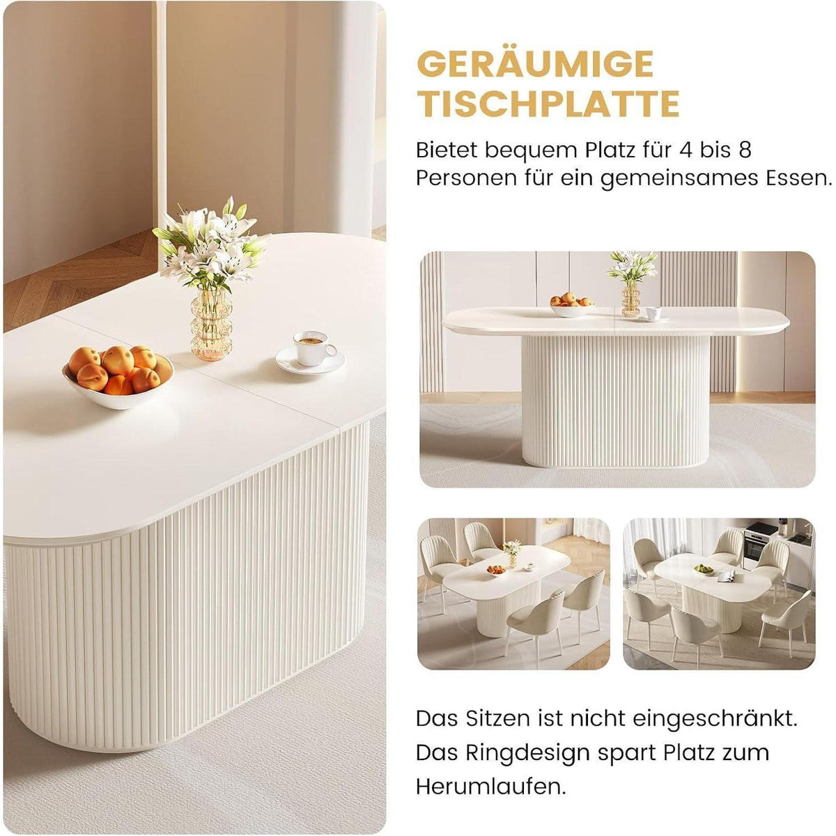 Weißes Esstisch Set mit 4 Stühlen – Skandinavisches Design