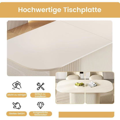Weißes Esstisch Set mit 6 Stühlen – Skandinavisches Design 220cm