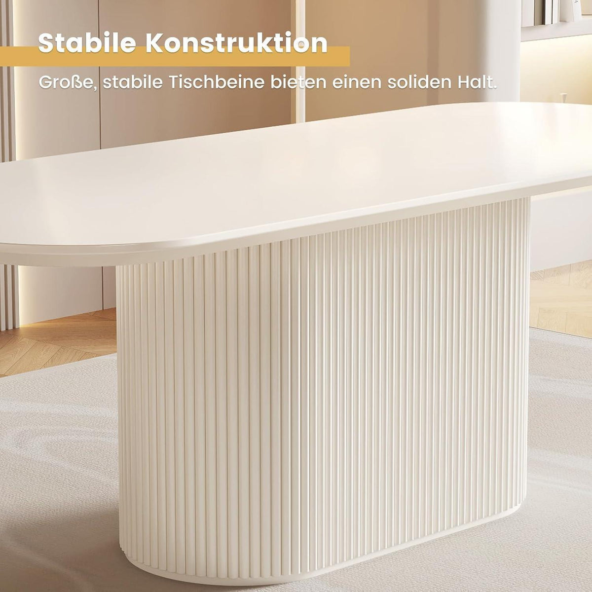 Esszimmertisch Set Weiß mit 6 Stoffstühlen – Skandinavisches Design