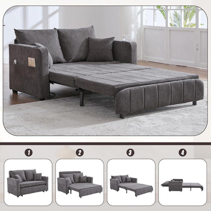 Zweisitzer Sofa mit Schlaffunktion & Aufbewahrung, Grau