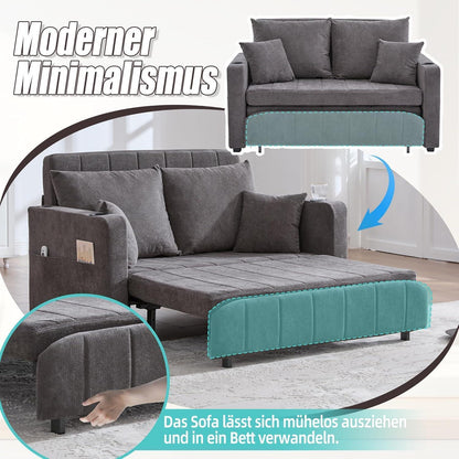 Zweisitzer Sofa mit Schlaffunktion & Aufbewahrung, Grau