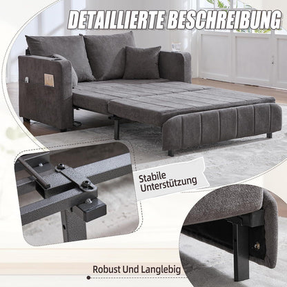 Zweisitzer Sofa mit Schlaffunktion & Aufbewahrung, Grau