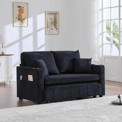Zweisitzer Sofa mit Schlaffunktion & Aufbewahrung – Schwarz
