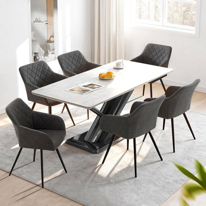 Drehbare Esszimmerstühle Dunkelgrau 4er-Set in Lederoptik