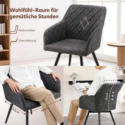 Drehbare Esszimmerstühle Dunkelgrau 4er-Set in Lederoptik