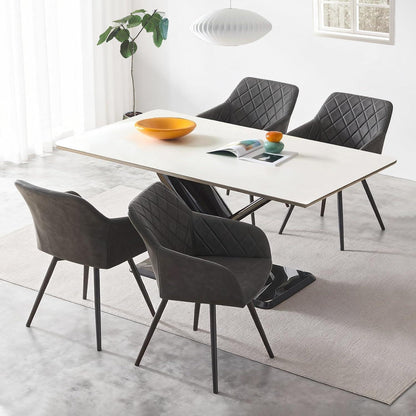 Drehbare Esszimmerstühle Dunkelgrau 4er-Set in Lederoptik