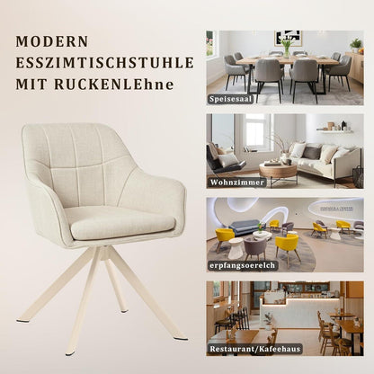 Drehbarer Esszimmerstuhl Set (2x) mit Armlehne – Beige