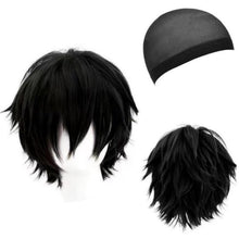 Schwarze Anime Perücke Kurz Gerade | Cosplay & Kostüm Perücke