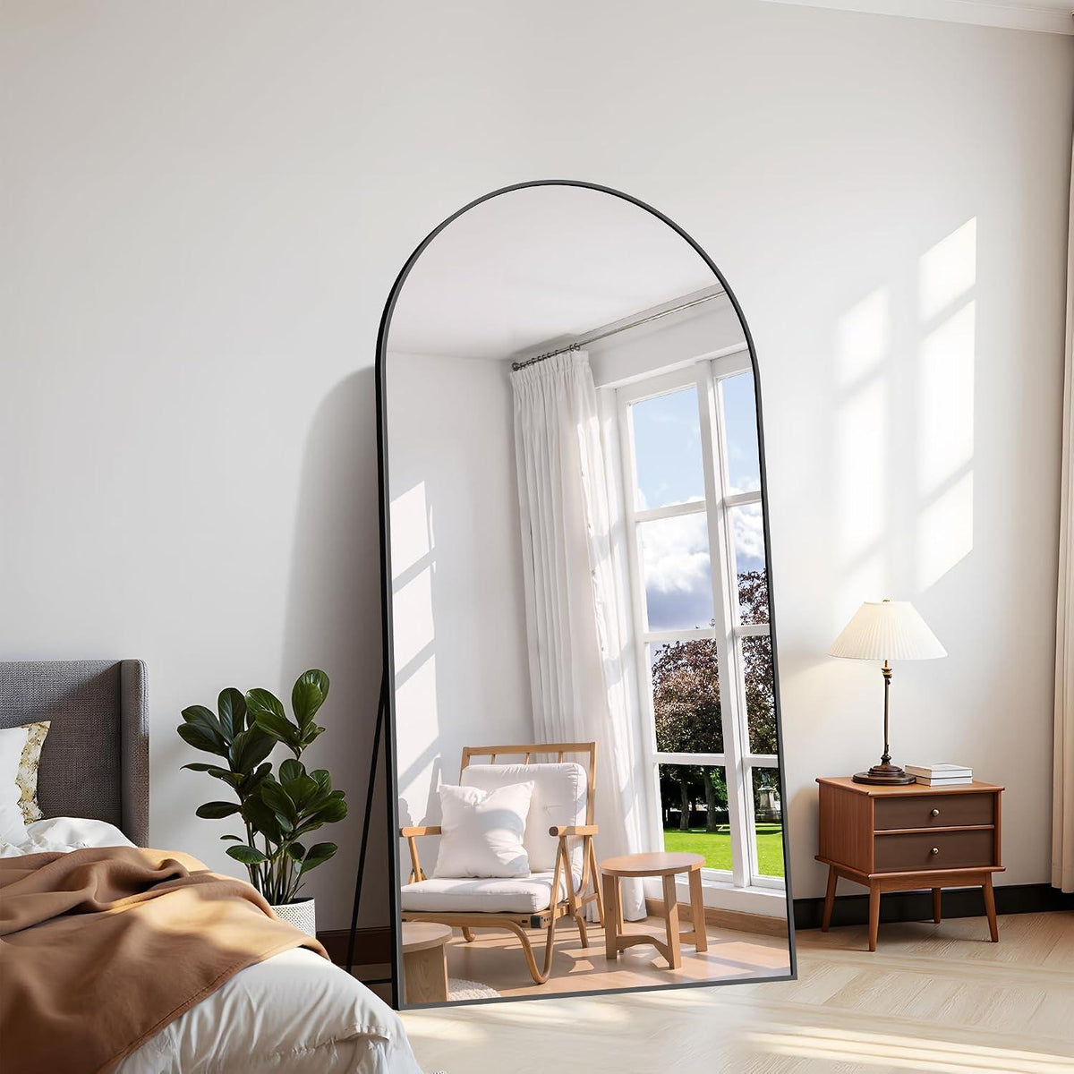 Ganzkörperspiegel Standspiegel 198x96cm Schwarz – Verstellbar & Wandmontage