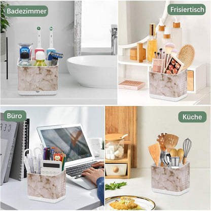 Marmor Zahnbürstenhalter mit 4 Fächern & Ablauflöchern