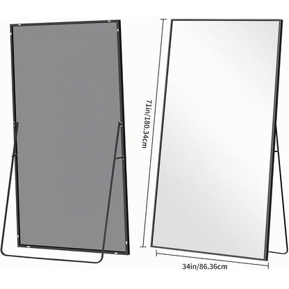 Großer Standspiegel 180x86cm mit schwarzem Aluminiumrahmen