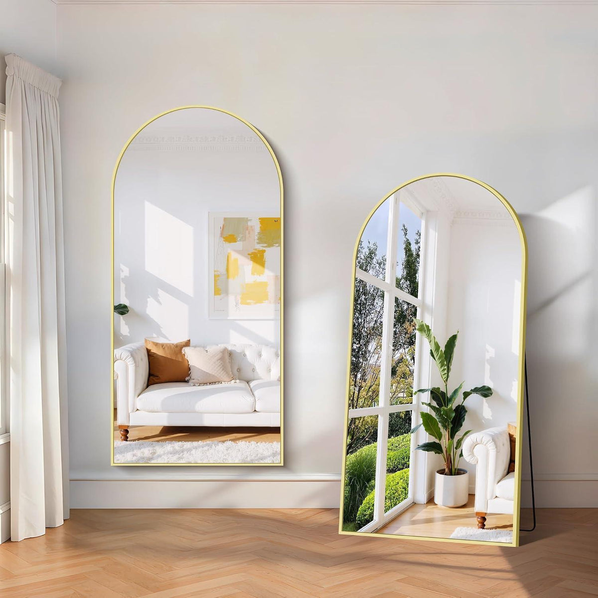 Großer Ganzkörperspiegel 180x86cm – Stehend, Hängend, Goldrahmen