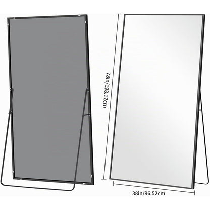Großer Ganzkörperspiegel 198x96cm mit schwarzem Aluminiumrahmen