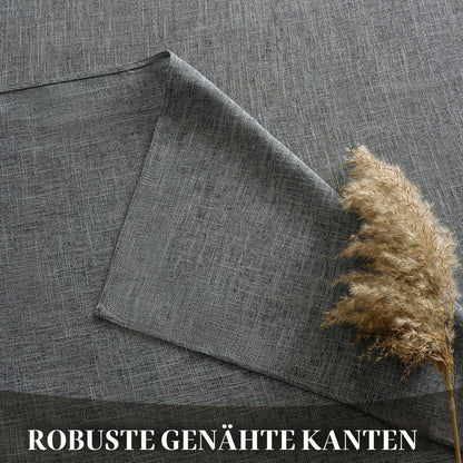Abwaschbare Tischdecke Grau 240x140 cm – Leinenoptik & Wasserabweisend