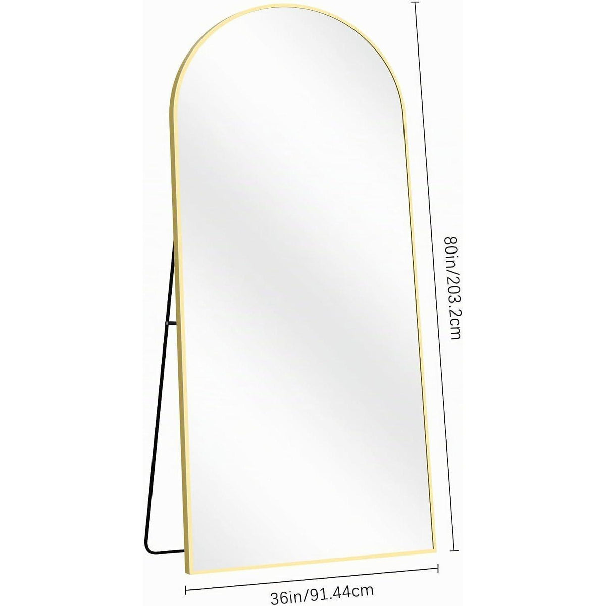 Großer Bogen Standspiegel 203x91cm mit Goldrahmen
