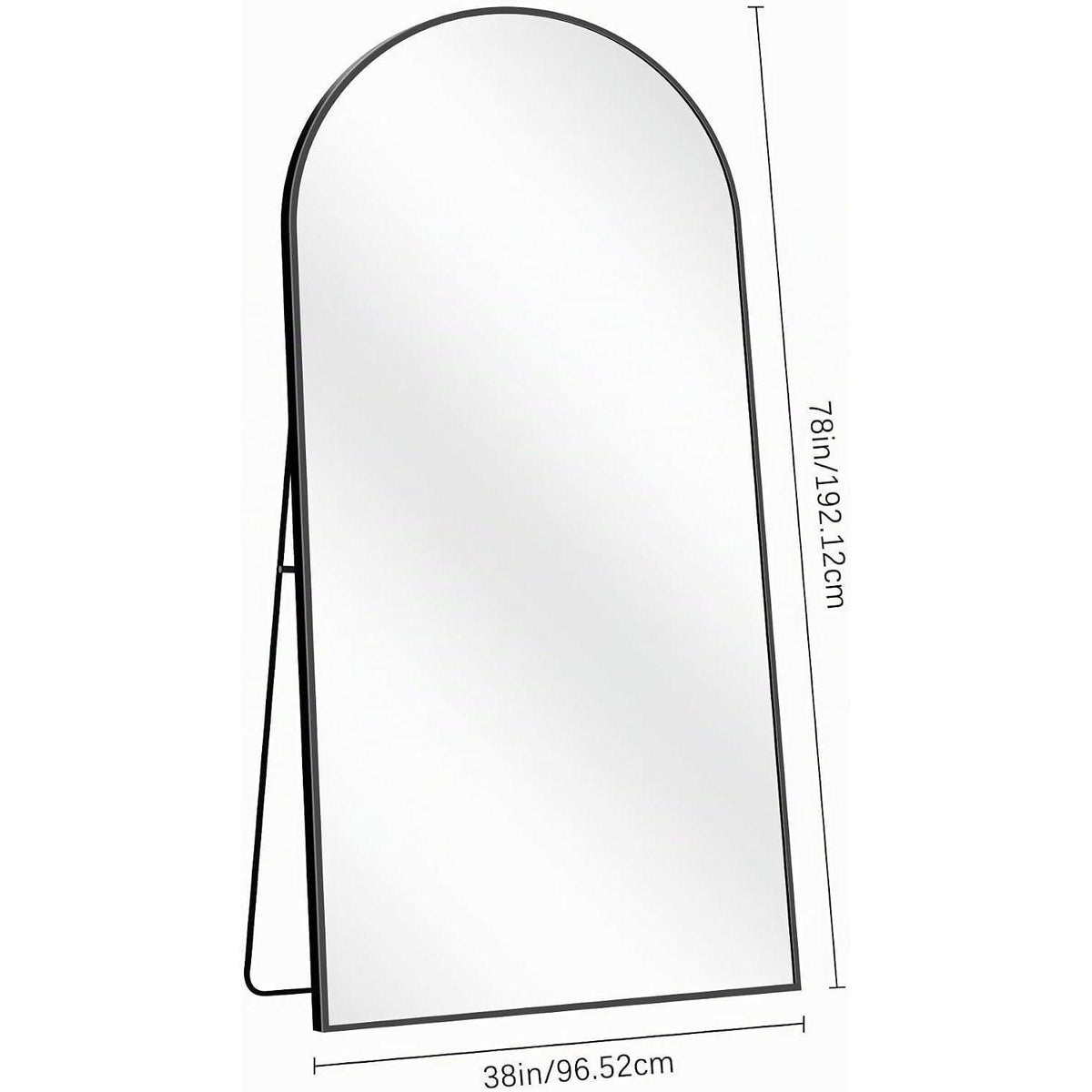 Großer Bogen Standspiegel 196x96cm mit Aluminiumrahmen
