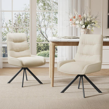 Drehbarer Esszimmerstuhl Set, Chenille, Beige
