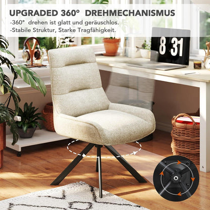 Drehbarer Esszimmerstuhl Set, Chenille, Beige