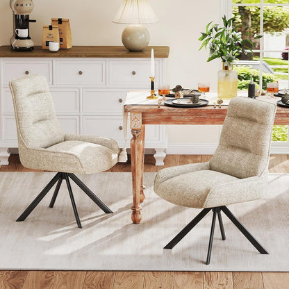 Drehbarer Esszimmerstuhl Set, Chenille, Beige