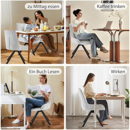 Drehstuhl Esszimmer Set 6er – Chenille Polsterstuhl 360° Drehbar