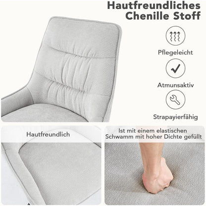 Drehstuhl Esszimmer Set 6er – Chenille Polsterstuhl 360° Drehbar