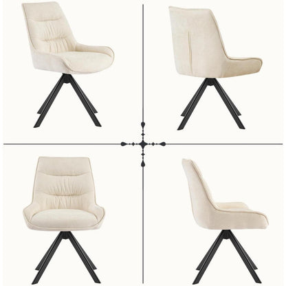 Drehbarer Esszimmerstuhl Set, Chenille, Beige - 4er Pack