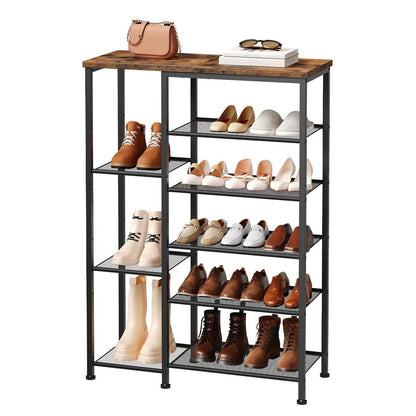 6-stöckiges Schuhregal – Metall Schuhständer Vintagebraun