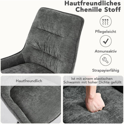 Drehbarer Esszimmerstuhl Set, Dunkelgrau, Chenille Polsterstuhl 4er Set